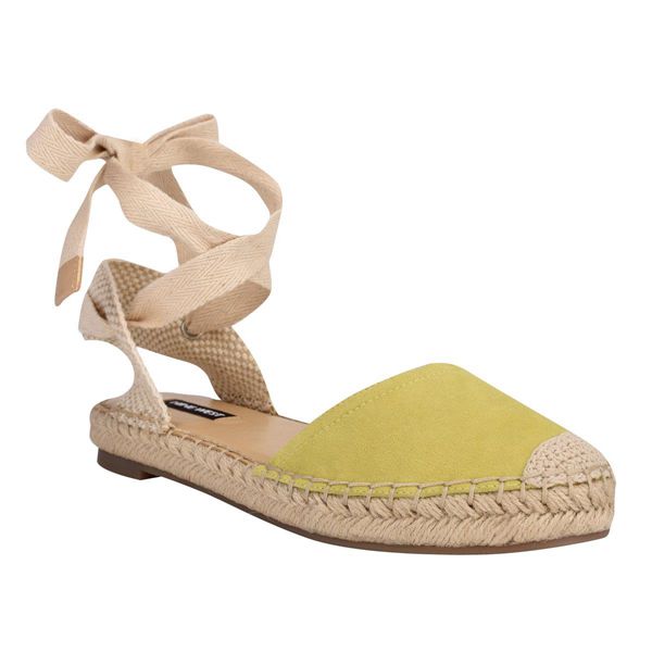 Nine West Mage Ankle Wrap Espadrille Yellow Flat Sandals | Ireland 06X20-7E05